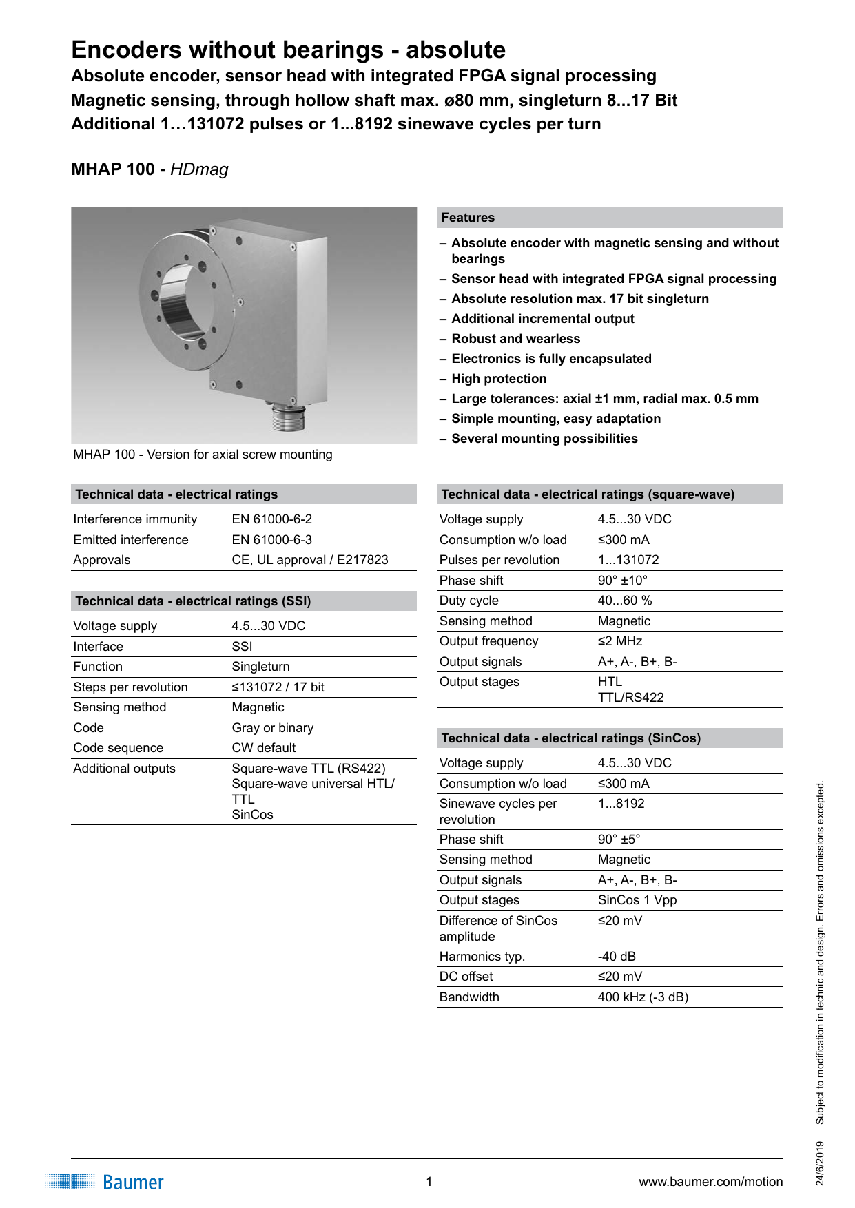 Baumer Mhap 100 Datasheet Manualzz