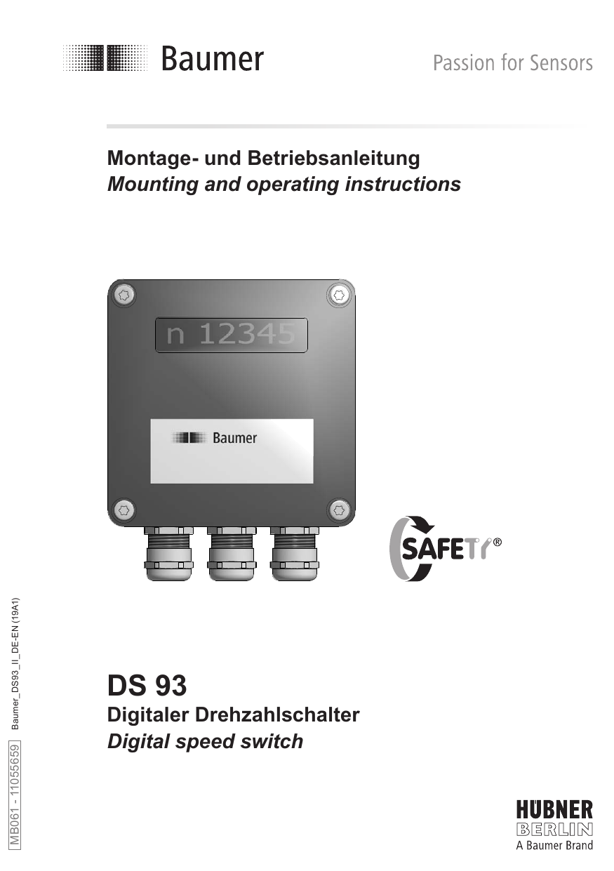 Baumer DS 93 Speed switch Assembly Instruction Manualzz