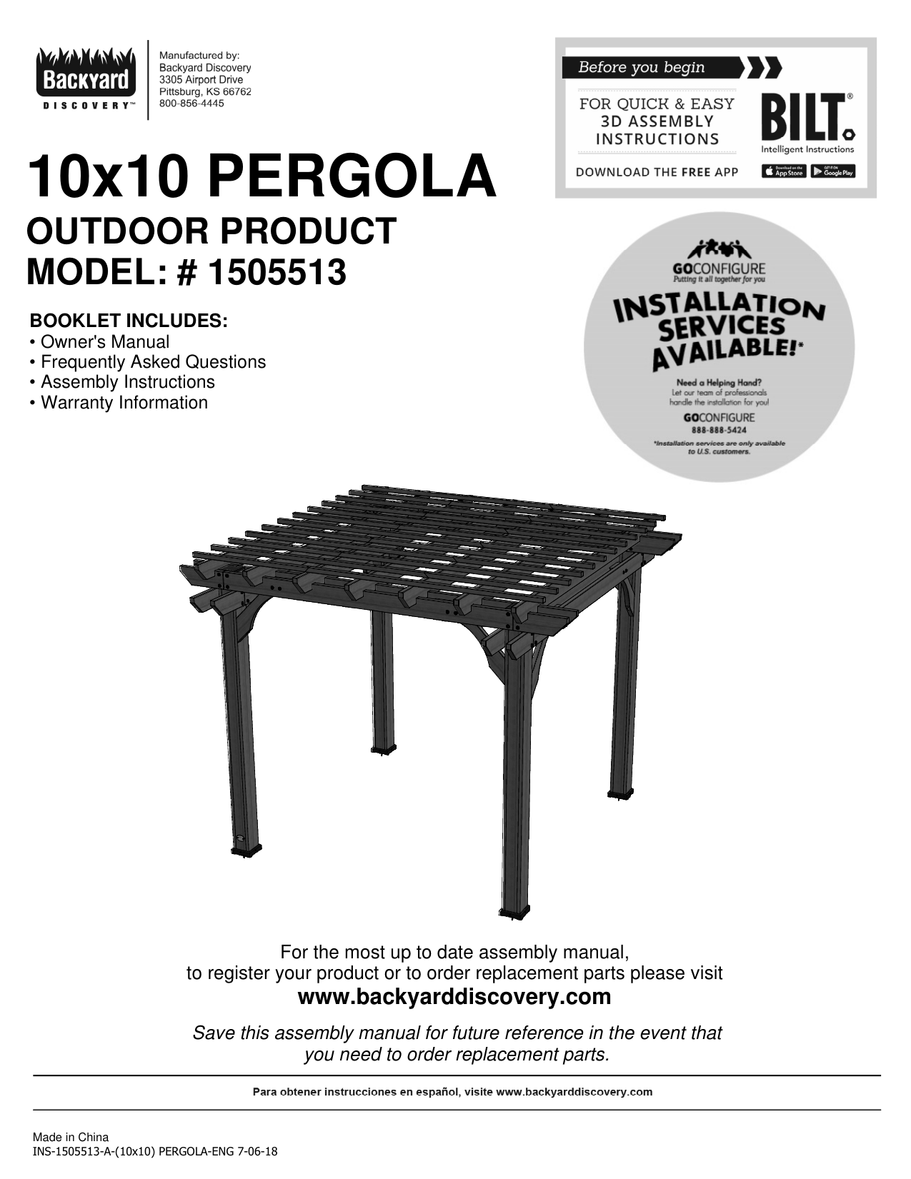 Backyard Discovery 10 x 10 Pergola Setup Manual Manualzz