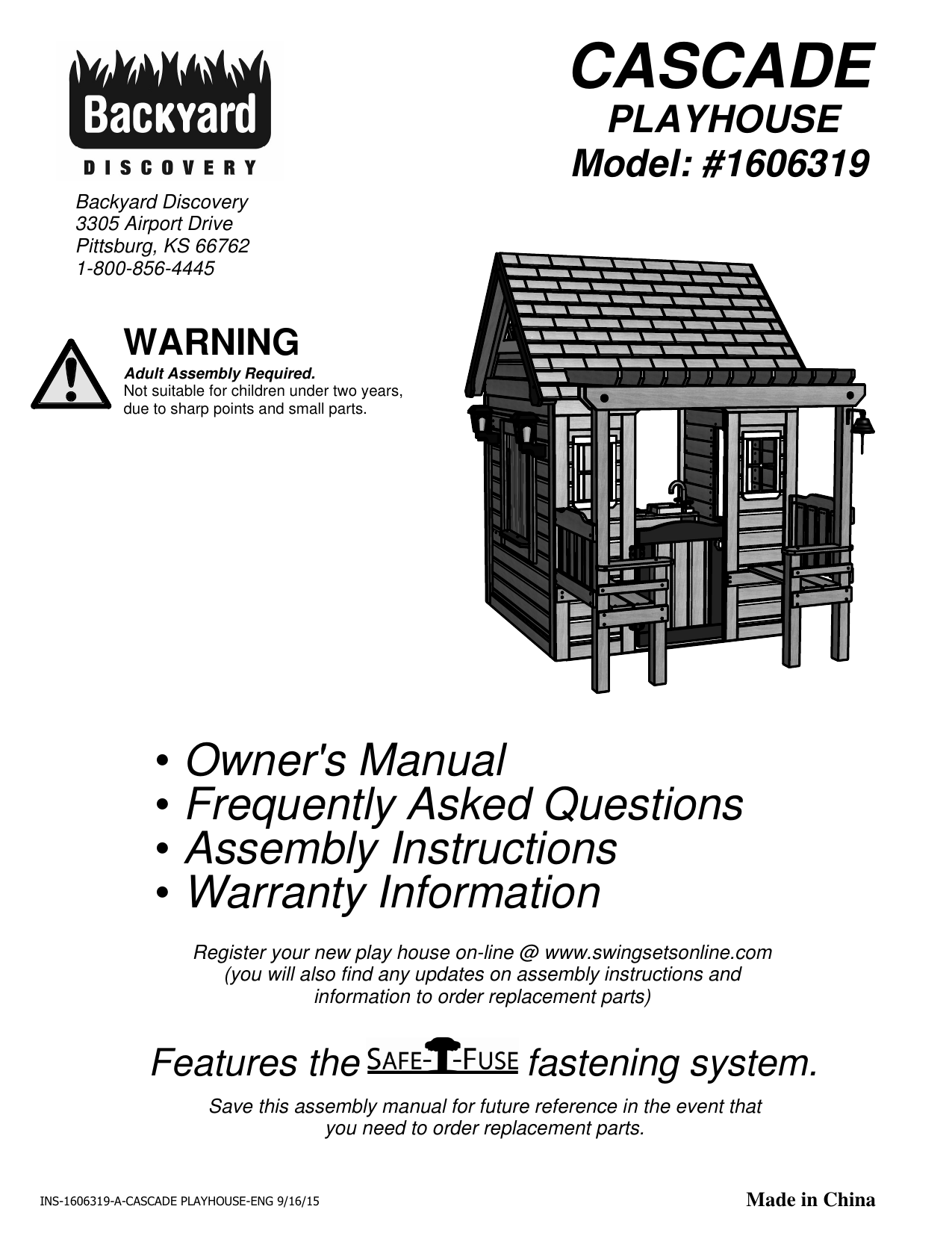  Backyard Discovery Cascade Playhouse Setup Manual Manualzz