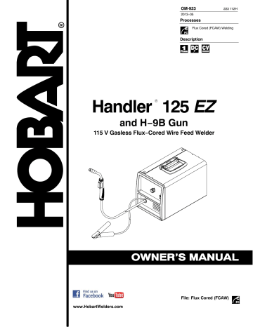 HobartWelders HANDLER 125 EZ AND H-9B GUN Owner Manual | Manualzz