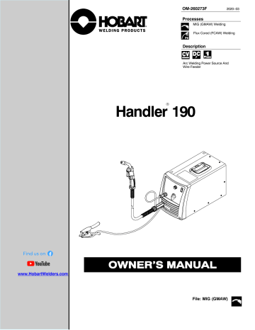 HobartWelders HANDLER 190 AND H100S4-10 GUN Owner Manual | Manualzz