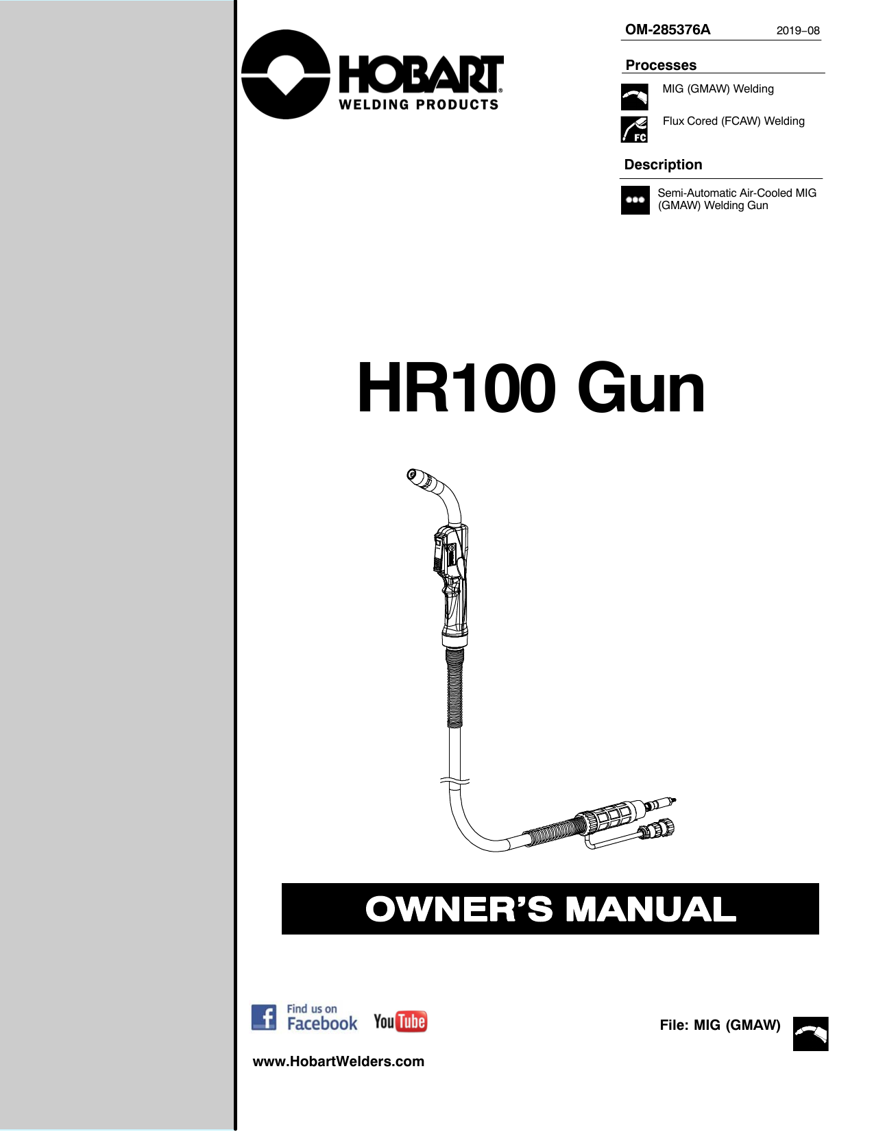 HobartWelders HR100 MIG GUN Owner Manual | Manualzz