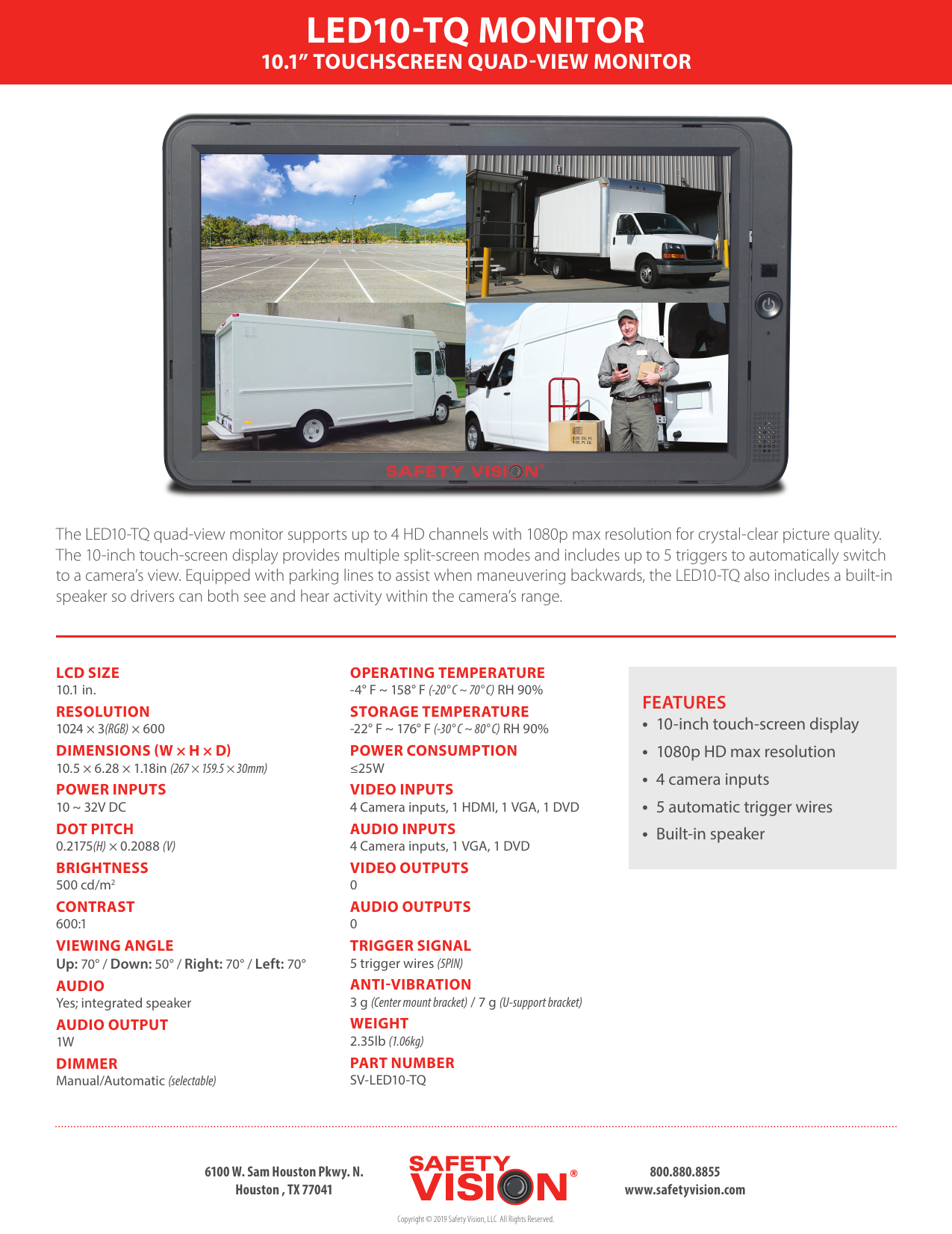 Safety Vision Led10 Tq Specification Sheet Manualzz