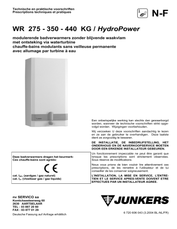Junkers WR 275 KG, WR 440 HYDROPOWER, WR 440 KG, WR 350 KG De handleiding | Manualzz