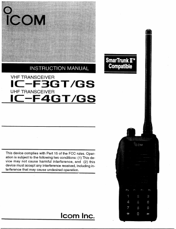 ICOM IC-F3GT Owner Manual | Manualzz