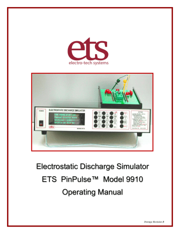 ETS 9910 PinPulse ESD Simulator User Manual | Manualzz