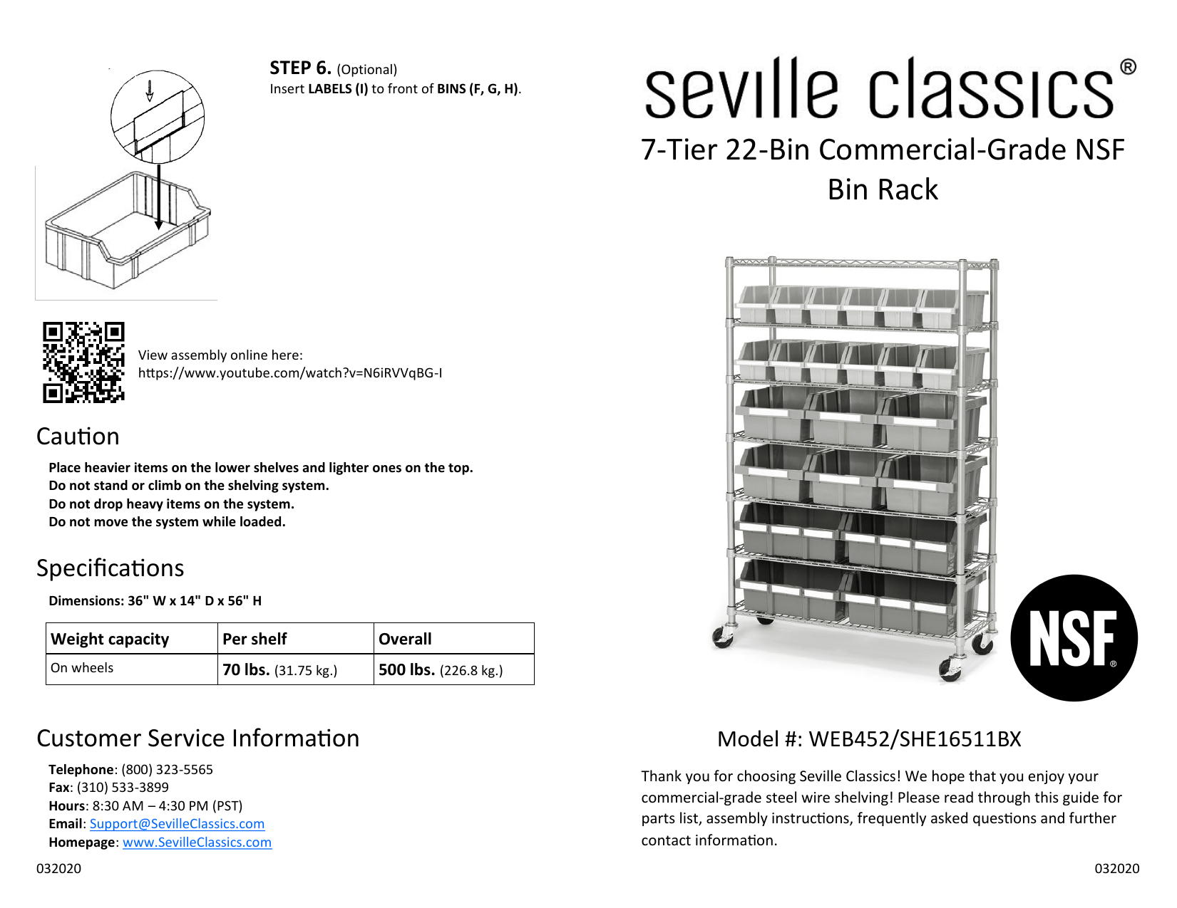 7-Tier NSF 22-Bin Rack