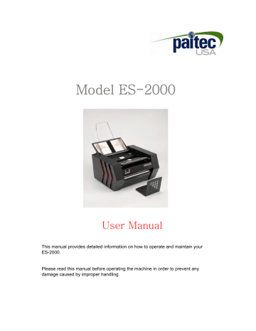 Loading the Paper Hopper . Paitec ES 2000, ES-2000, ES 2500 | Manualzz