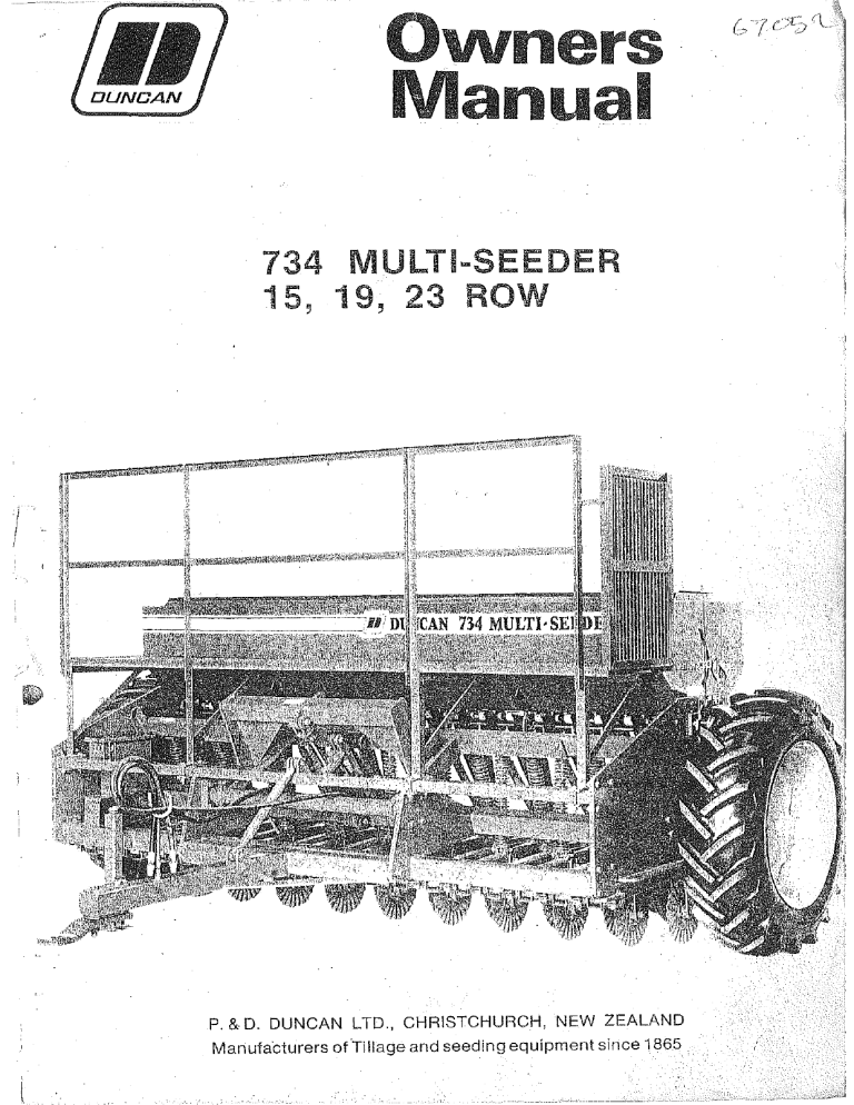 Duncan 734 Multi Seeder User Manual Manualzz