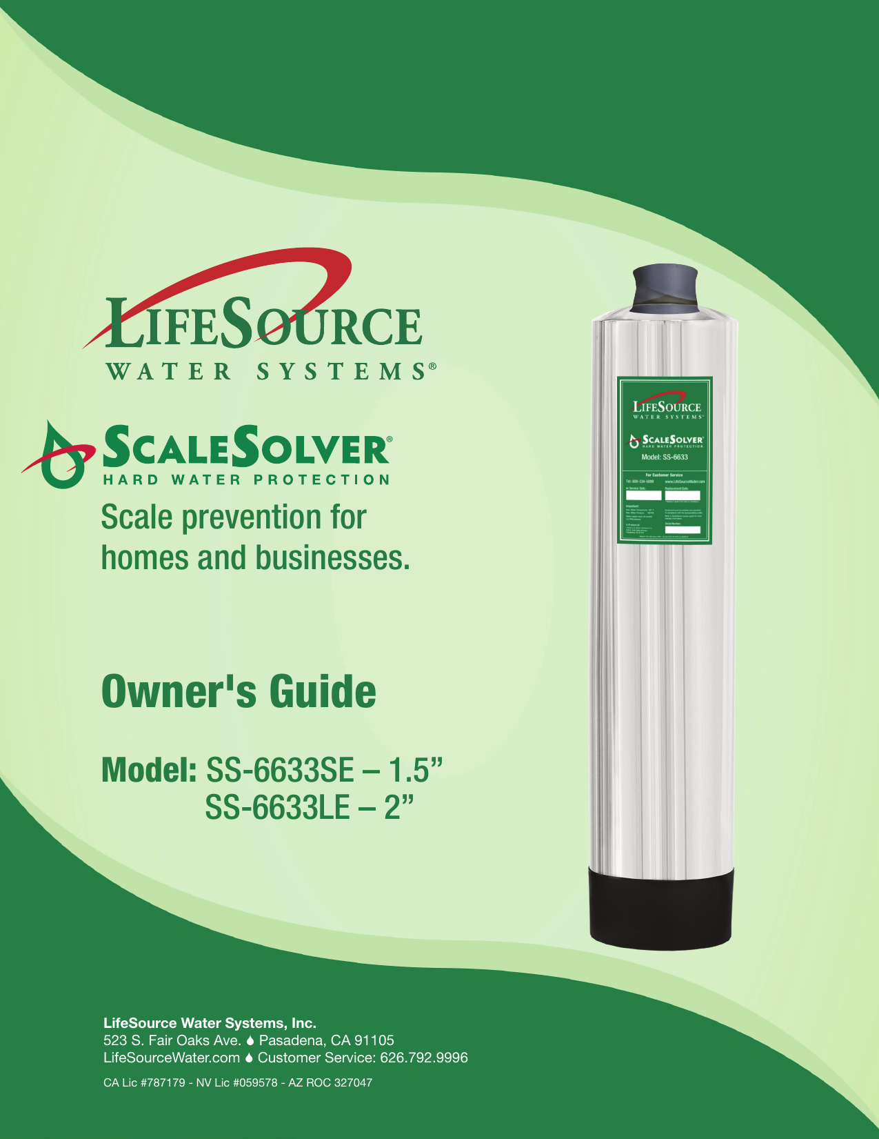 LifeSource SS6633 ScaleSolver Hard Water System Owner Manual Manualzz