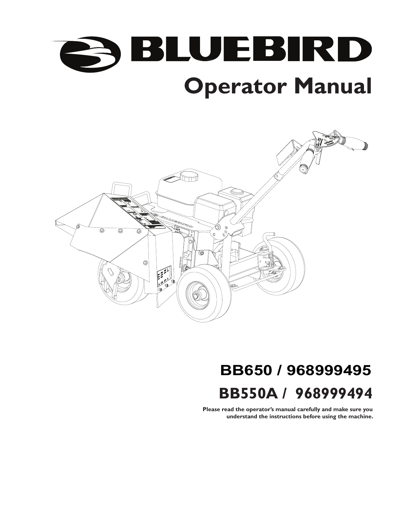 Bluebird BB650H + Cable Layer 539112265 Bed Edger Owner's Manual Manualzz