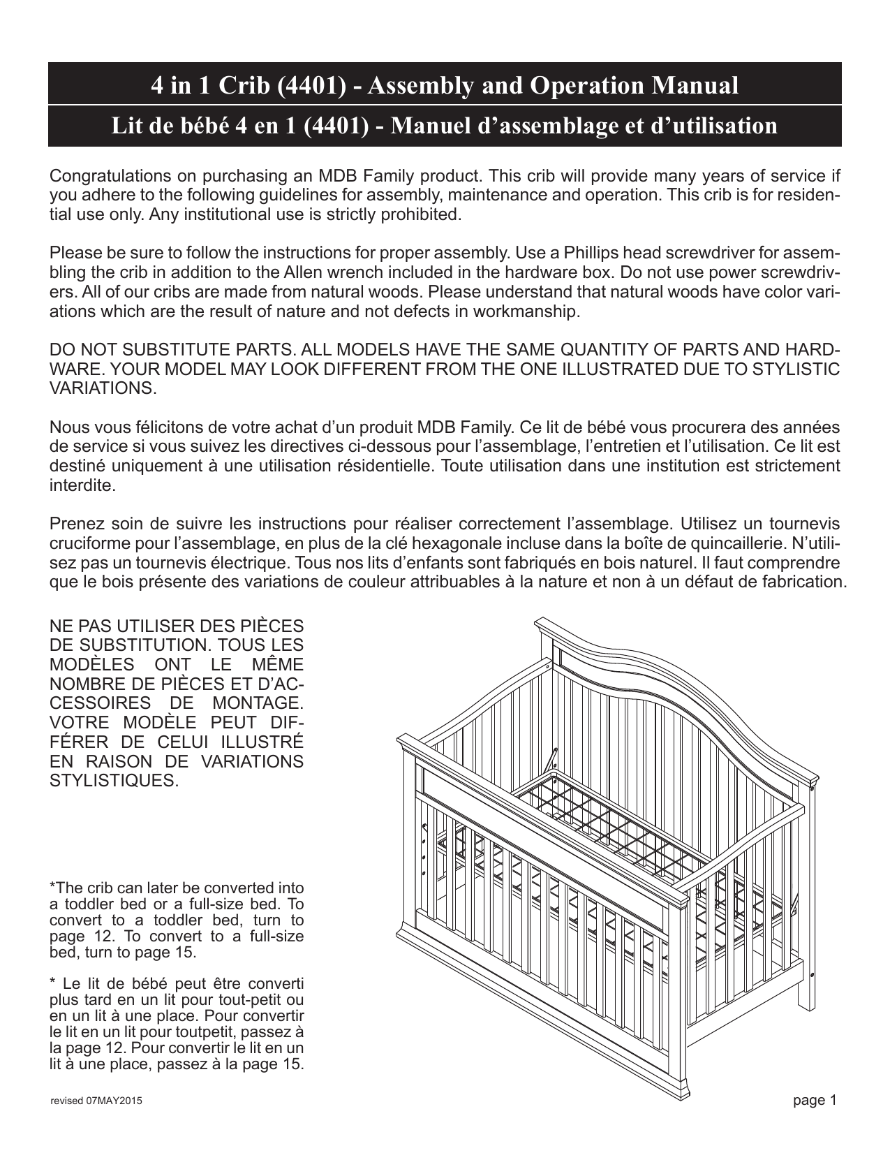 Davinci Baby M4401 Brook 4 In 1 Convertible Crib Instruction Manual Manualzz