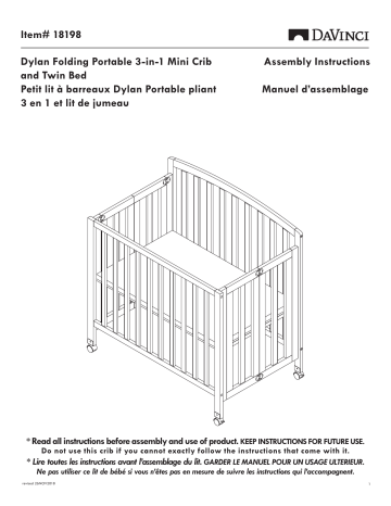 Davinci Baby M18198 Dylan Folding, How To Convert Davinci Mini Crib Twin Bed