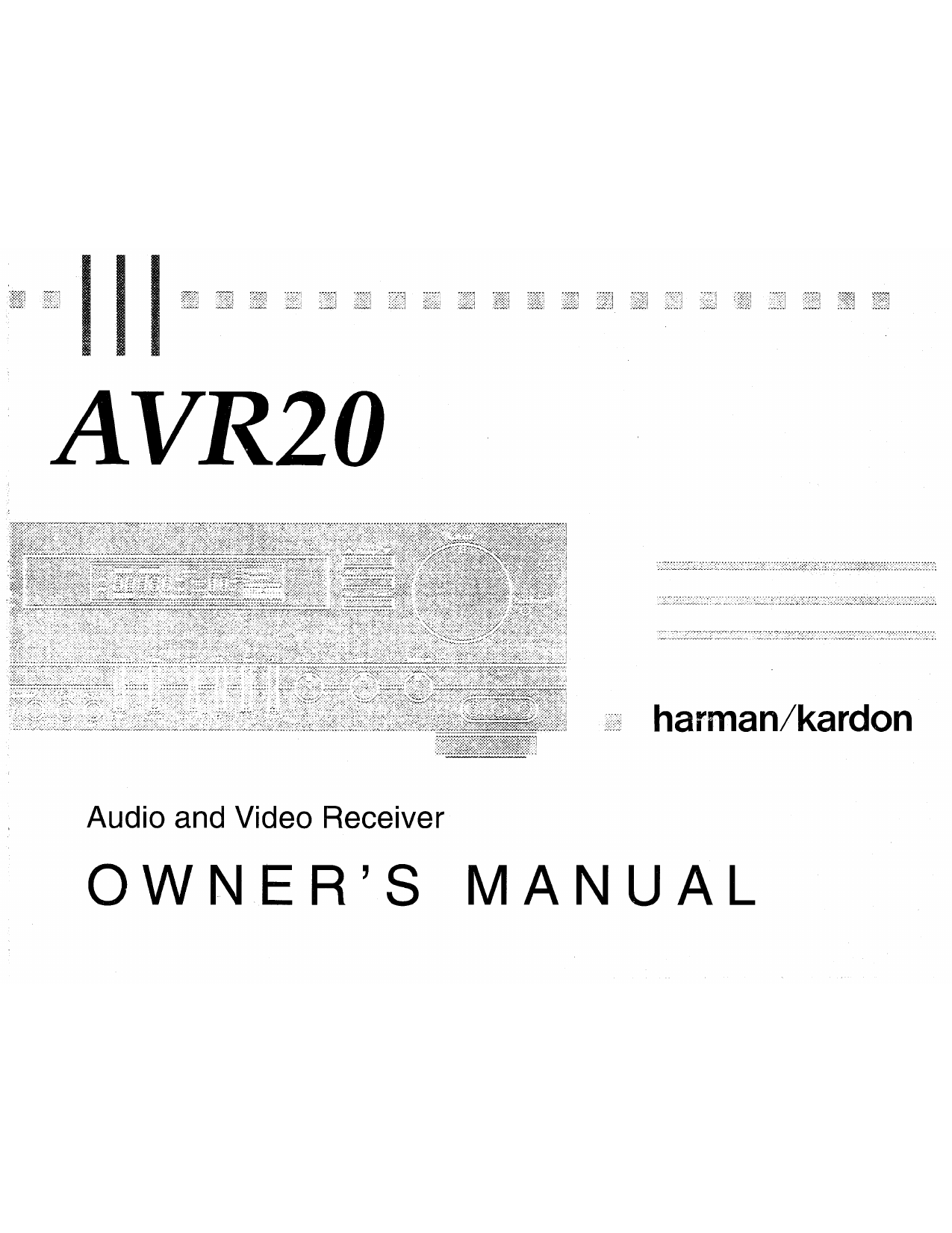 Harman Kardon AVR 20 Owner's manual - Manualzz