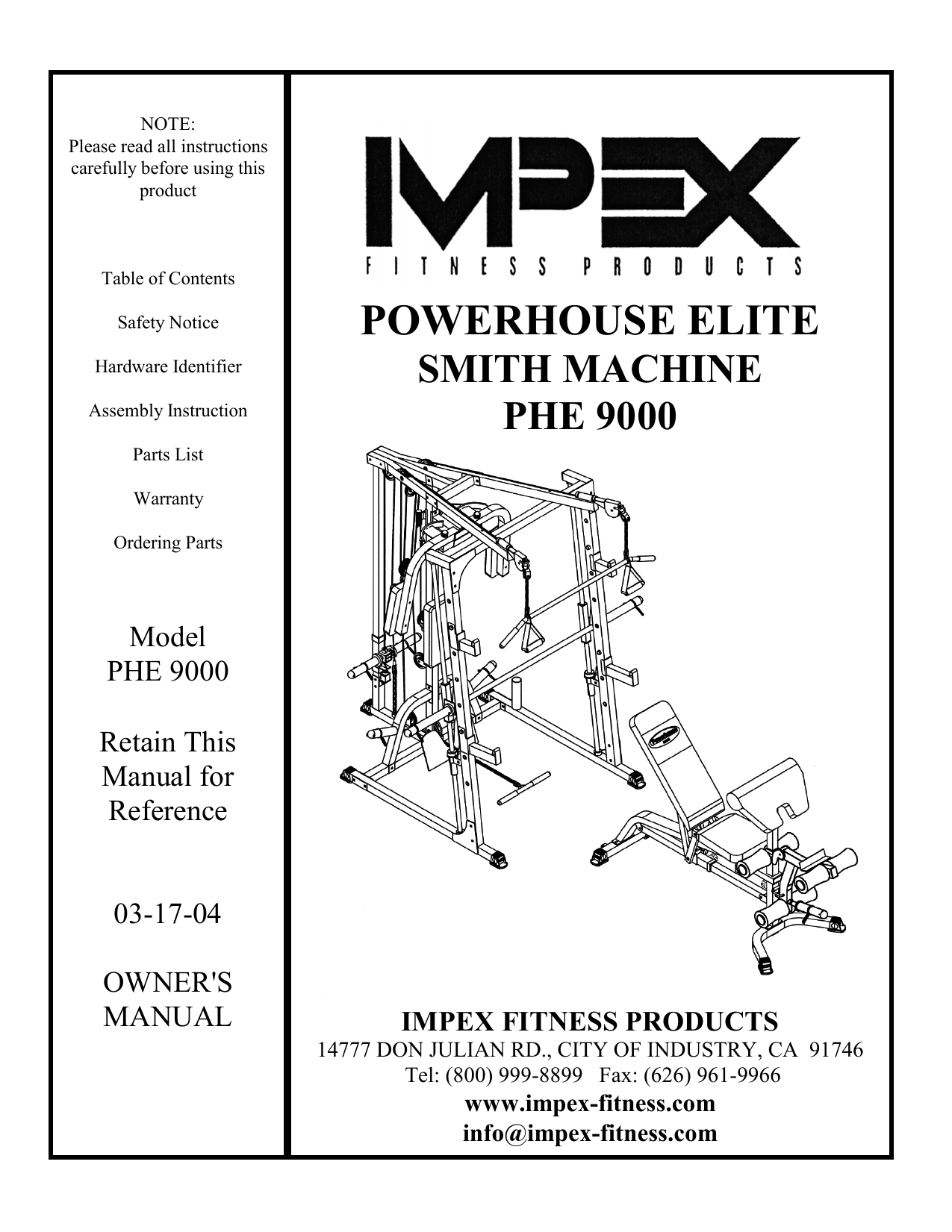 Impex Powerhouse Elite PHE 9000 Owner s Manual Manualzz