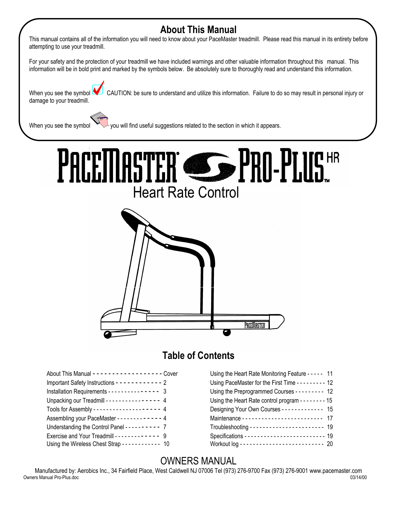 PaceMaster Pro Plus HR Manual Manualzz