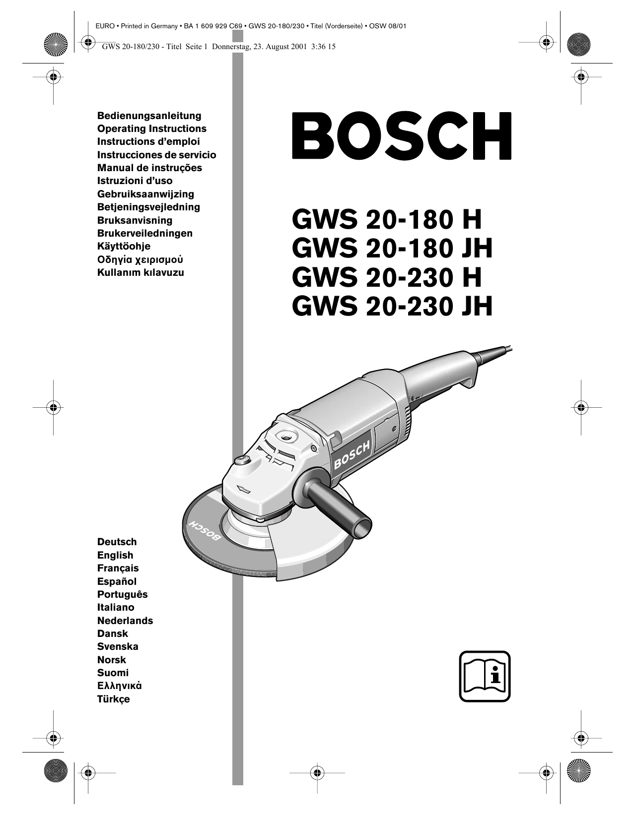 Bosch GWS 20-180 H Professional, GWS 20-230 H Professional, GWS 20 