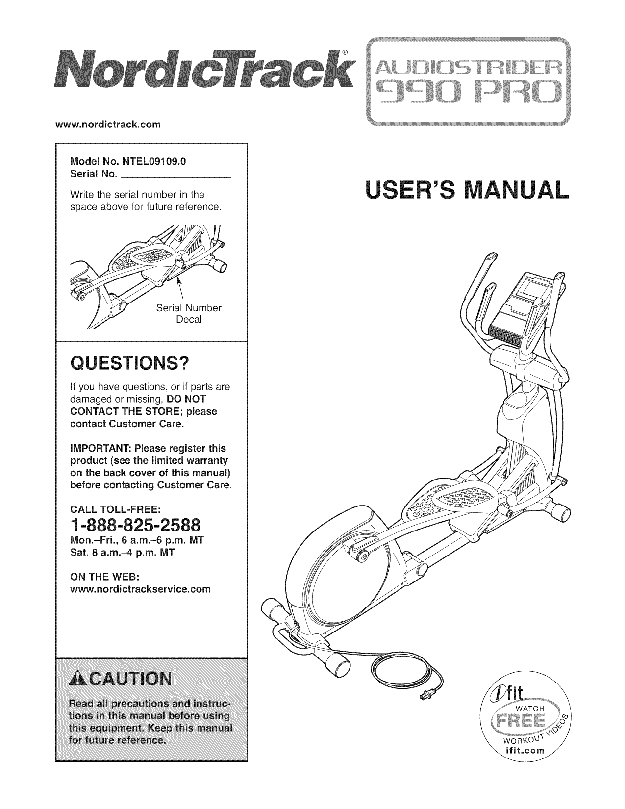 Nordictrack audiostrider 600 online manual