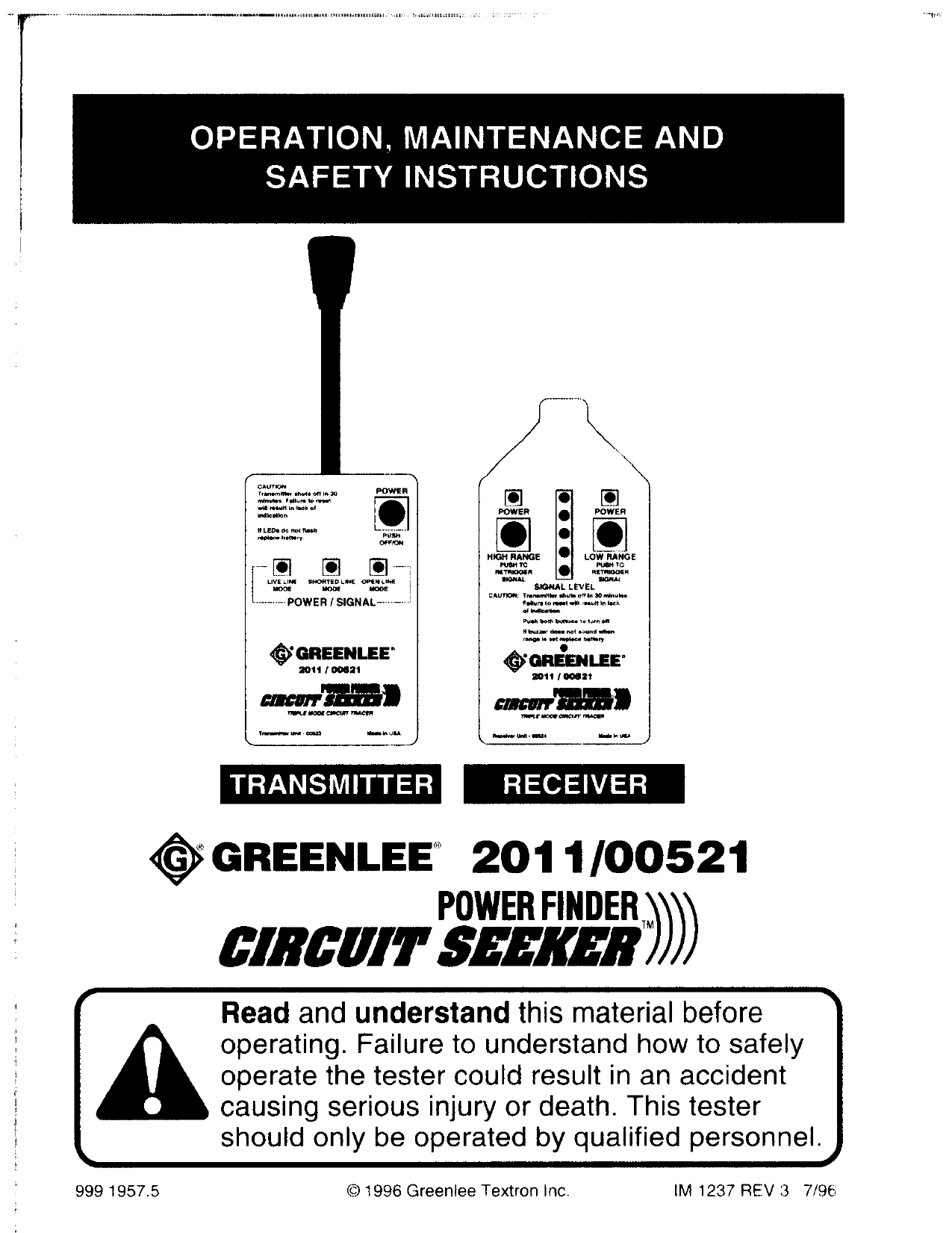 Greenlee Case 00520 Elec Test Instruments 