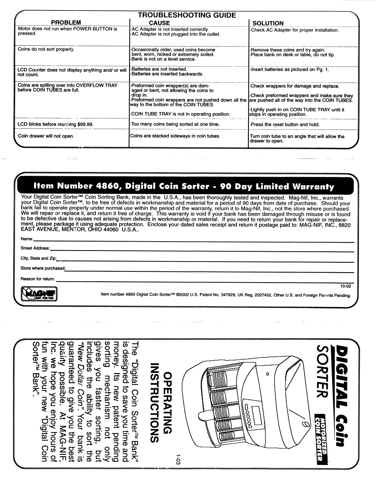 Coin Counters & Sorters Forms, Recordkeeping & Money Handling Digital