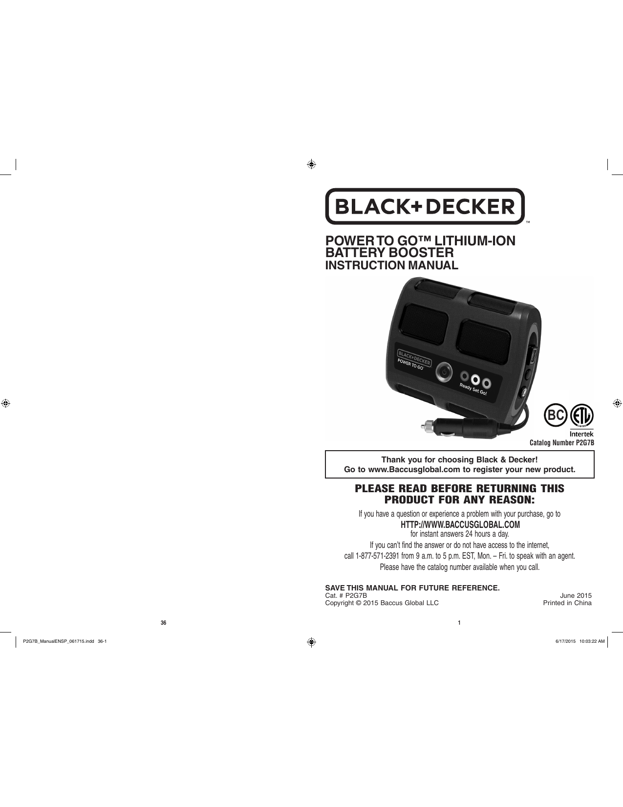 Black Decker POWER TO GO P2G7B Instruction Manual Manualzz