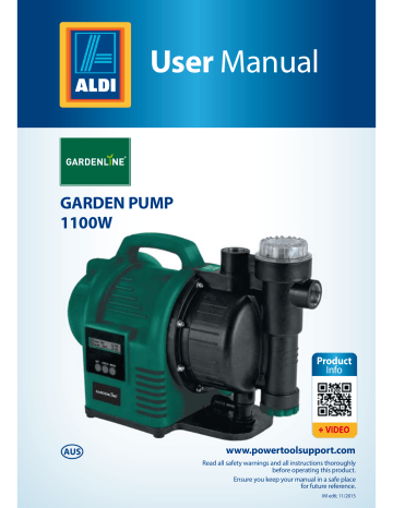 ALDI Gardenline 1100W Water Pump User Manual | Manualzz