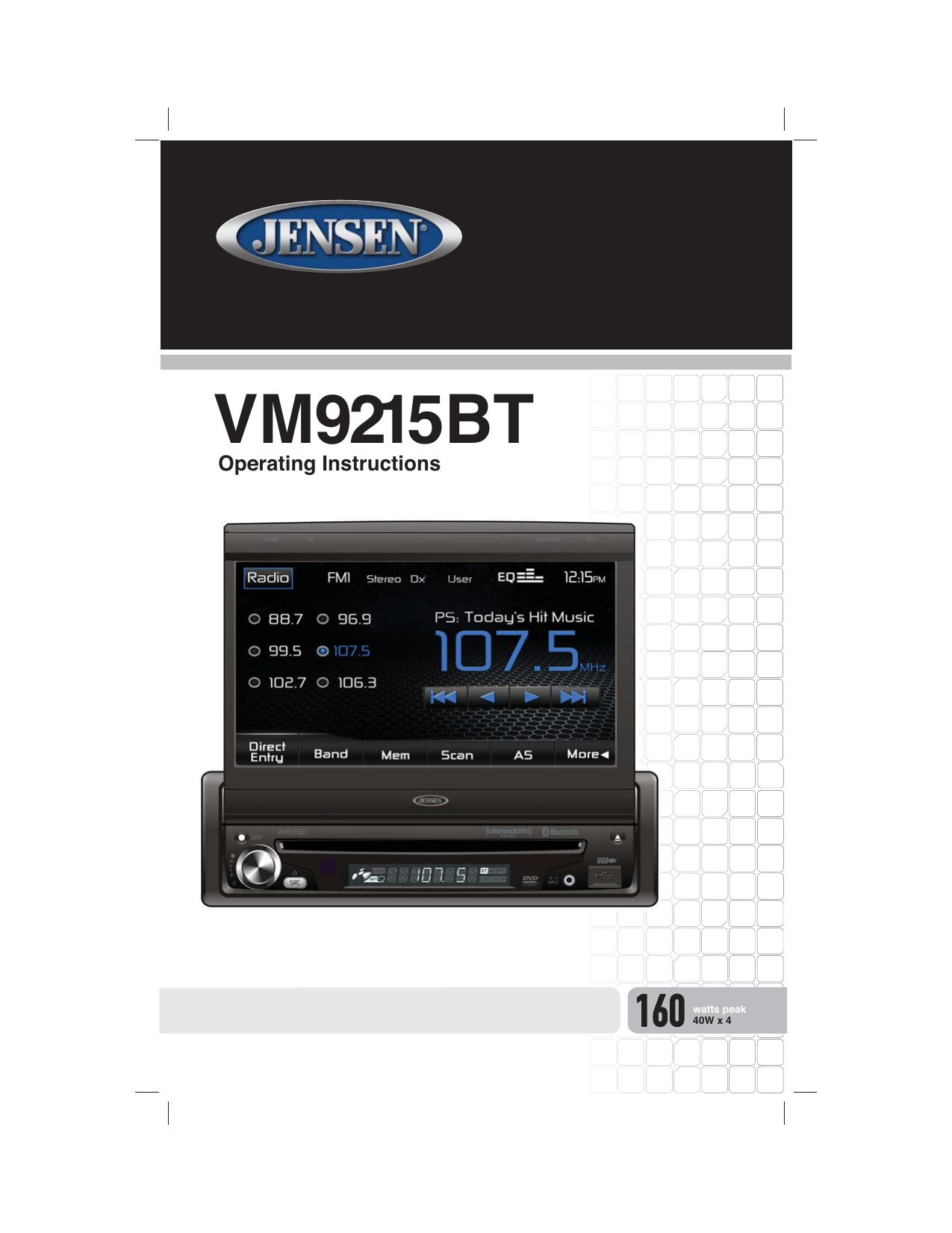 Jensen VM9215BT User manual | Manualzz