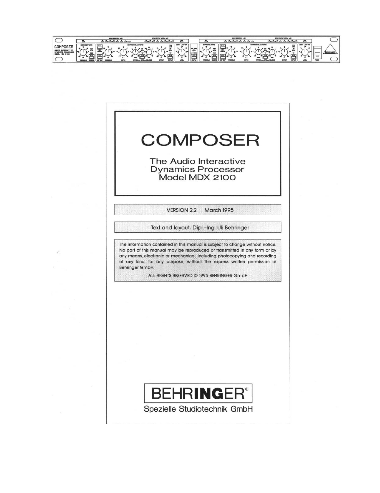 behringer composer pro manual