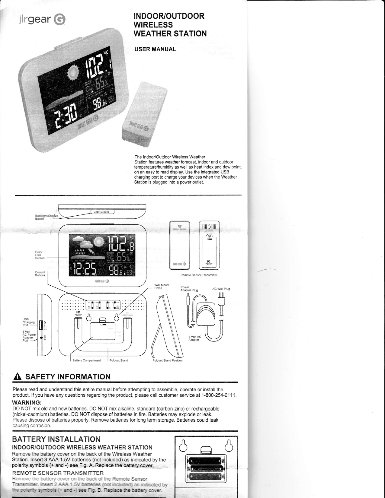 INDOOR/OUTDOOR WIRELESS WEATHER STATION – Jlrgear