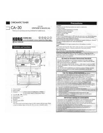 Korg CA-30 Owner's Manual | Manualzz