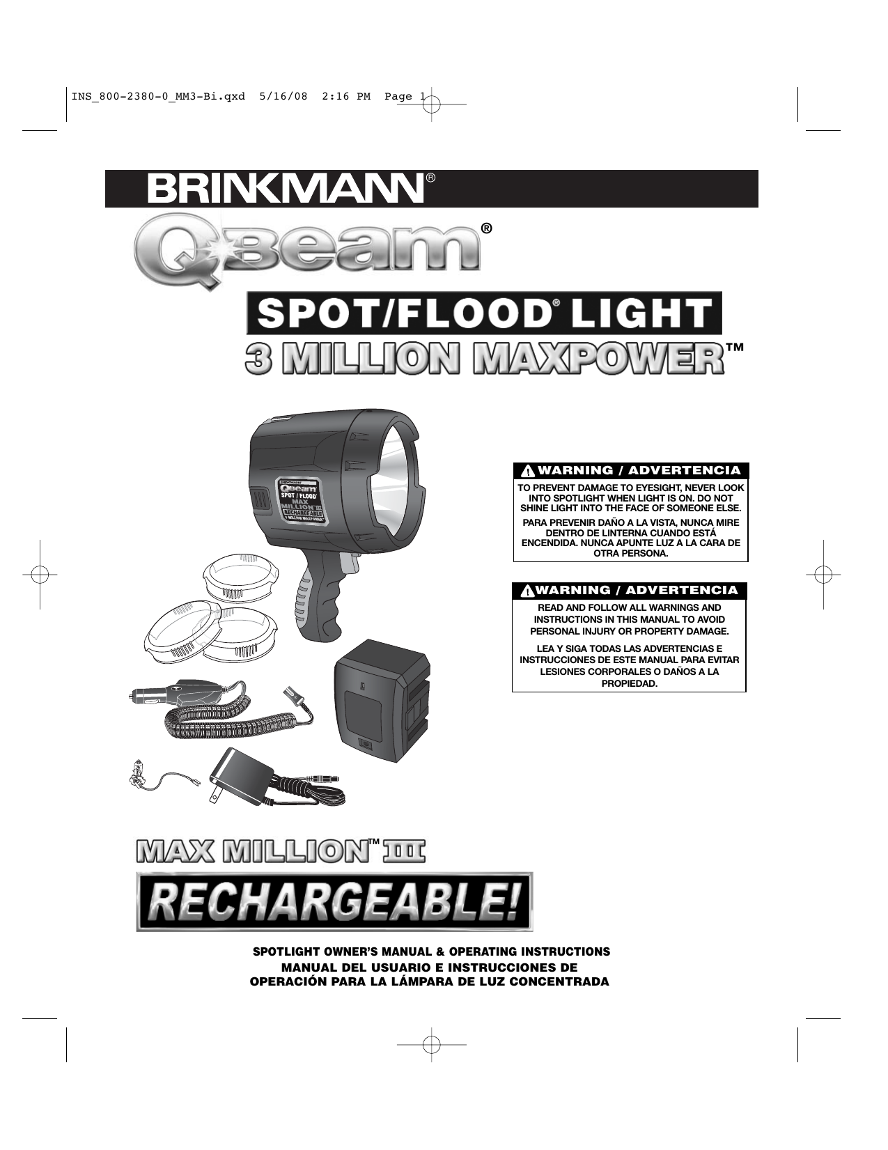 Brinkmann Q Beam Max Million Iii Rechargeable Spotlight - The Best ...