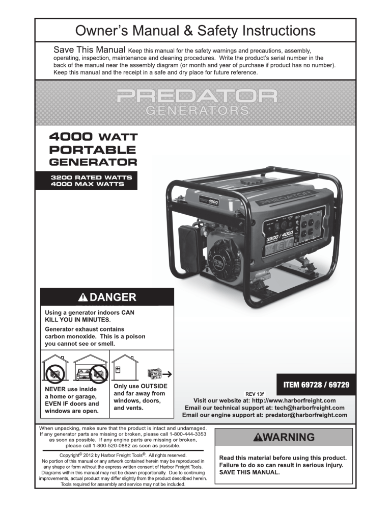 Predator 3500 Generator Owner