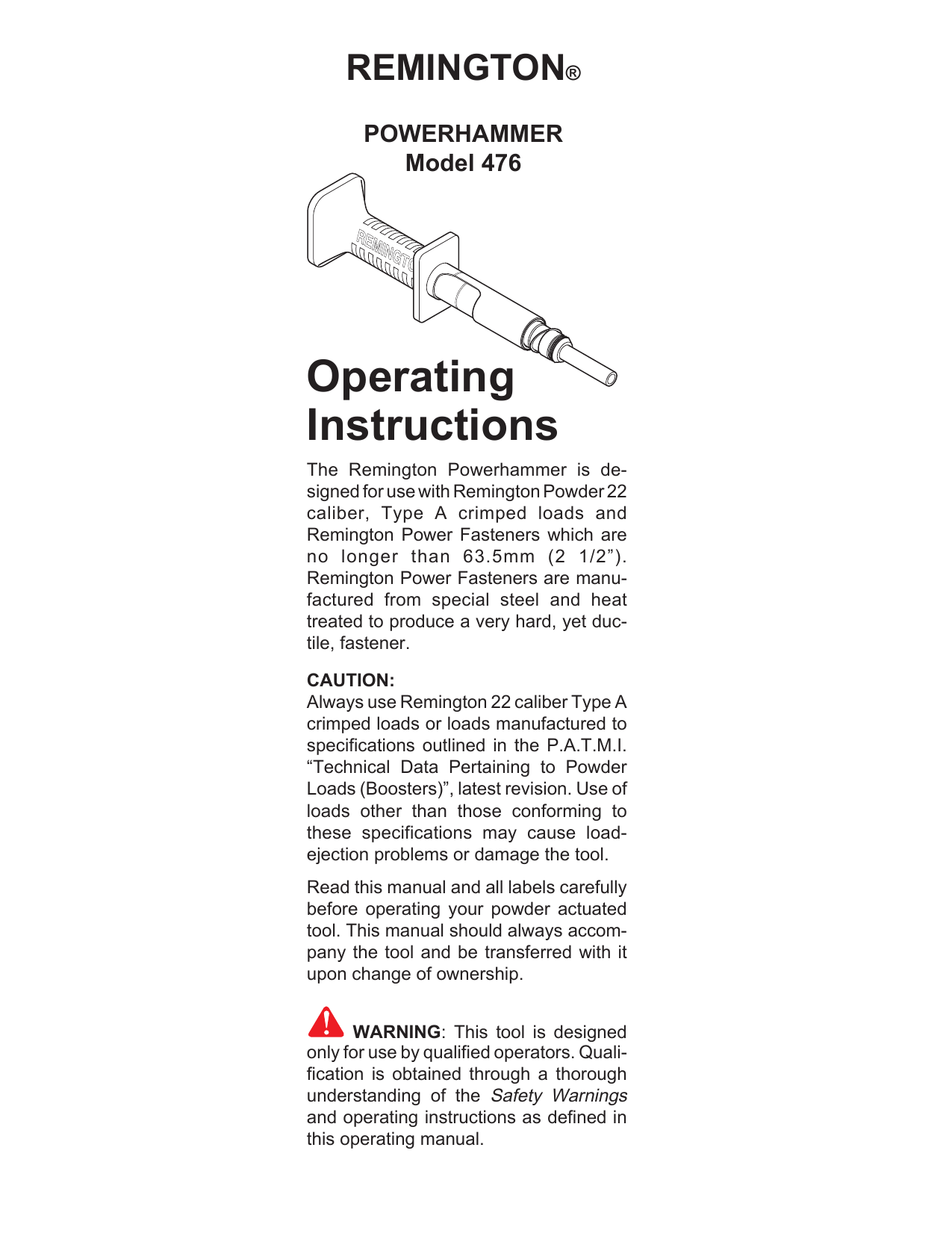 Remington Powder Actuated Tool 476 Manual informacionpublica.svet.gob.gt