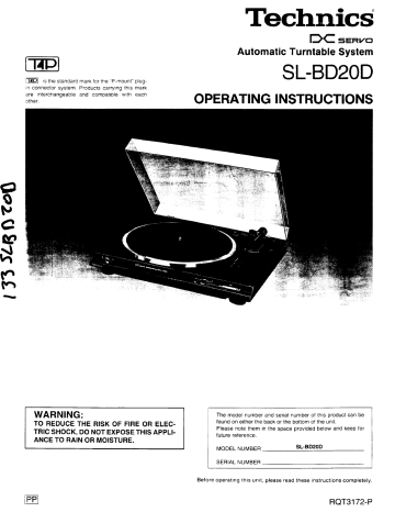 Technics SL-BD20D Operating Instructions Manual | Manualzz