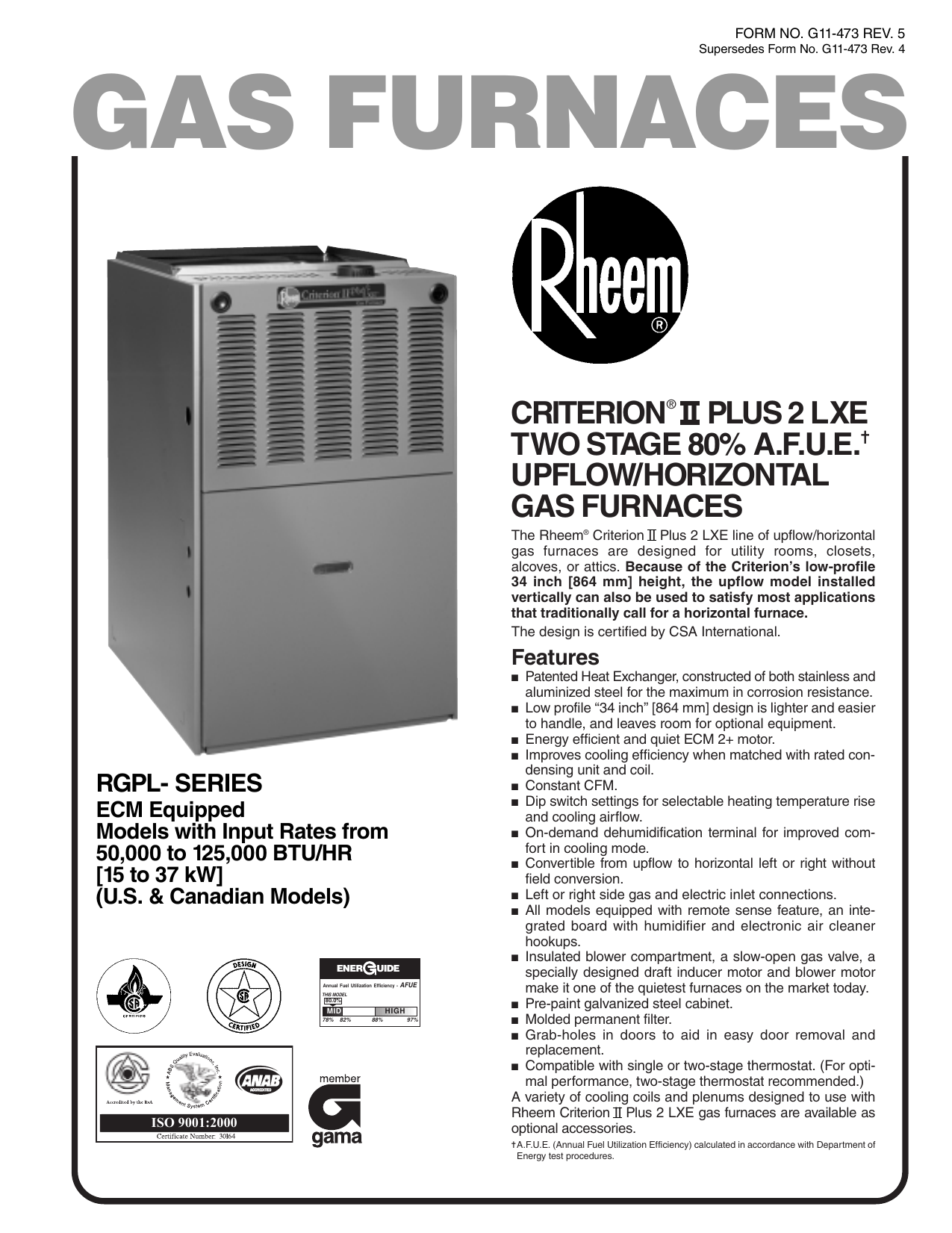 Rheem Criterion Rgdg Gas Furnace Manual