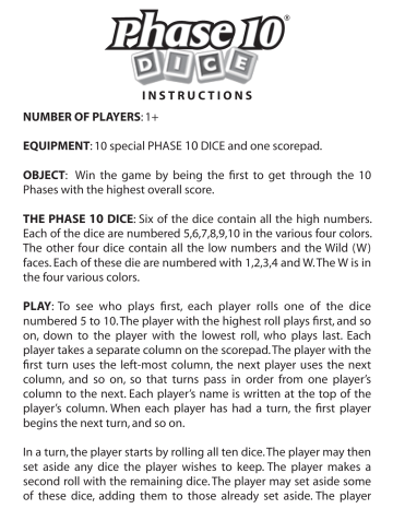 Phase 10 Game Rules & Instructions, How To Play Phase 10