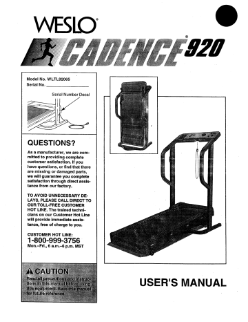 Details about   Weslo Cadence 920 Treadmill Walking Belt Model Number WLTL92062 