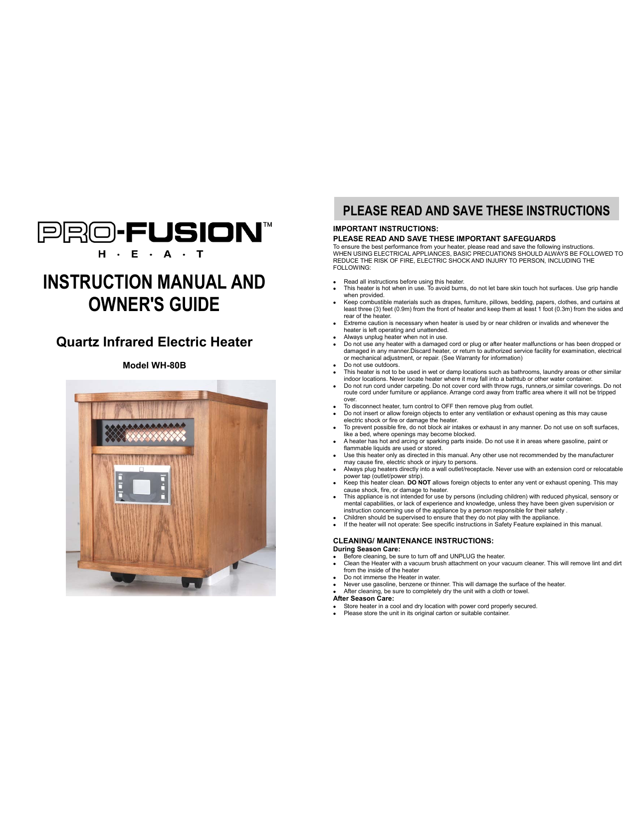 PRO-FUSION WH-80B null | Manualzz