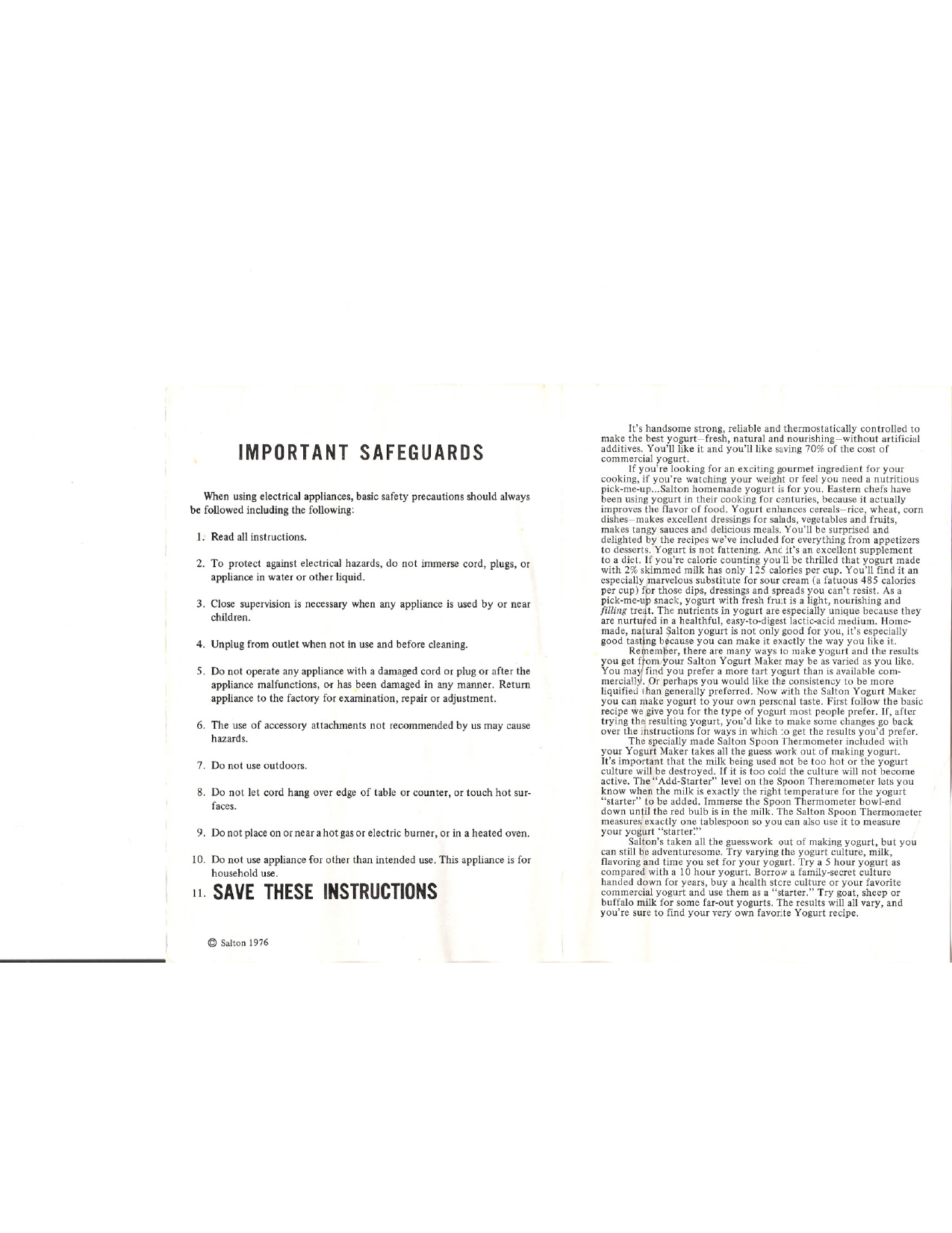 salton yogurt maker instructions gm5