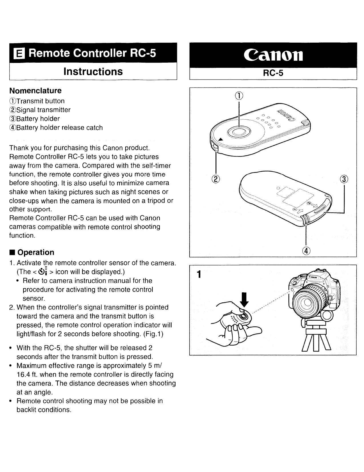Canon Rc 5 Instructions Manualzz