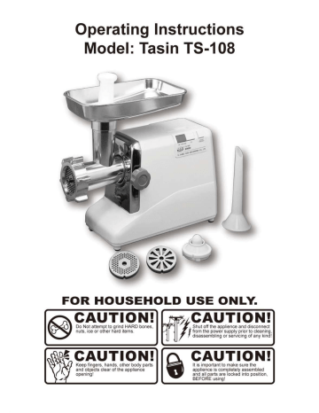 tasin ts-108 electric meat grinder/parts for