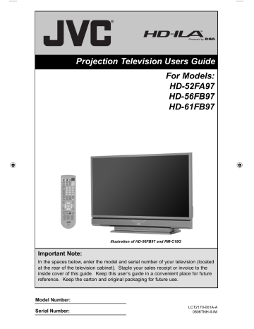 Specifications. JVC HD52FA97 - 52