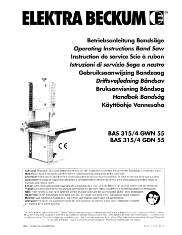 Elektra Beckum BAS 315/4 GDN 55 Manuel utilisateur | Manualzz