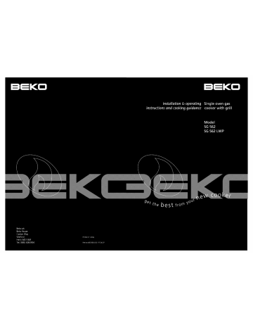 beko sg562 gas cooker manual