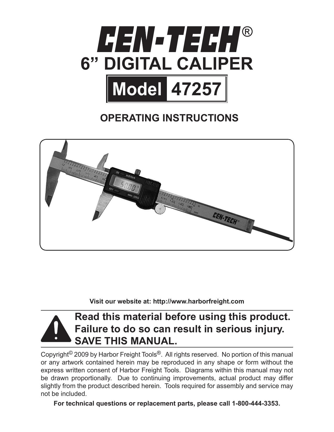 CEN-TECH 47257 Operating Instructions Manual | Manualzz