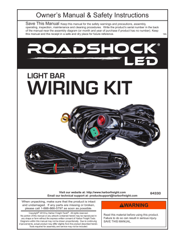 Harbor Freight Tools Roadshock Led Light Bar Wiring Kit Owner S Manual Manualzz Roadshock Led Light Bar Wiring Kit, Harbor Freight Off Road Lights Wiring Diagram