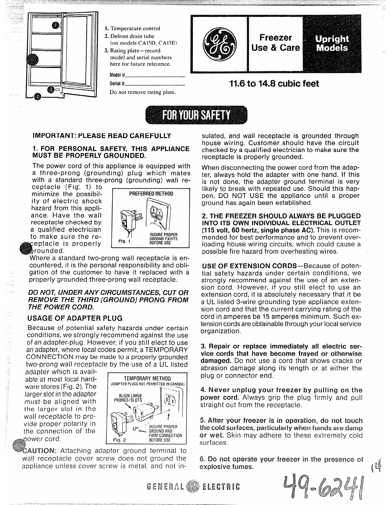 GE UPRIGHT FREEZER User guide Manualzz