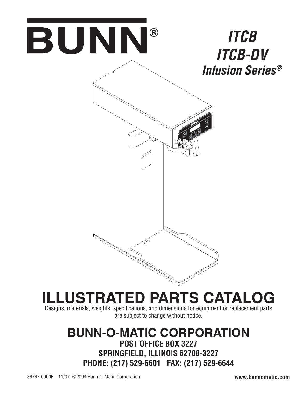 Bunn ITCB, Infusion ITCB, ITCB-DV, Infusion ITCB-DV User manual | Manualzz