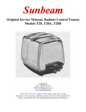 Sunbeam T20 T20a T20b User Manual Manualzz